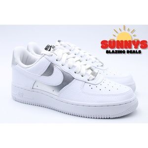 Nike Air Force 1 '07 White Metallic Silver DD8959-104 Womens Size 7.5
